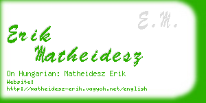 erik matheidesz business card